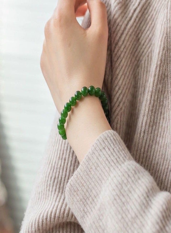 FSSODWT Handmade Green Jade Bracelet for Women,Stress Relief Healing Crystal Bracelet,Natural Jade Bead Bracelet,10MM Stretch Elastic Bracelet,Crystal Jewelry Gifts for Women Men (Jade) - Image 4